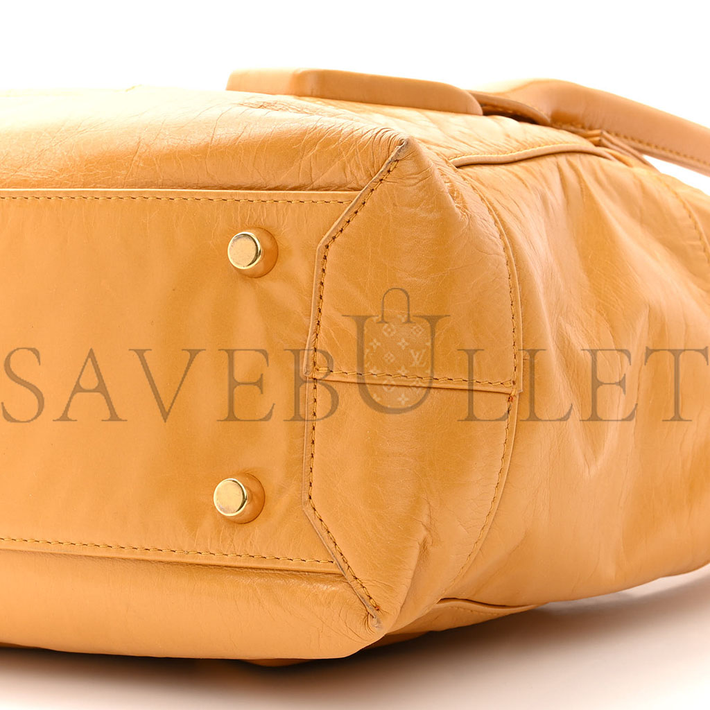 BOTTEGA VENETA PAPER CALFSKIN MAXI INTRECCIATO MEDIUM ARCO SLOUCH YELLOW (32*27*11cm)