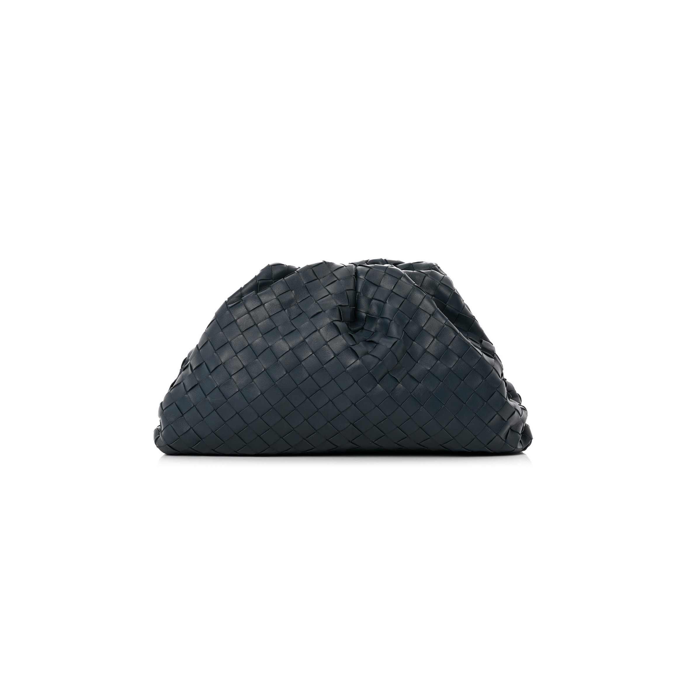 BOTTEGA VENETA NAPPA MAXI INTRECCIATO THE POUCH OVERSIZED CLUTCH DEEP BLUE 1313552 (37*22*8)