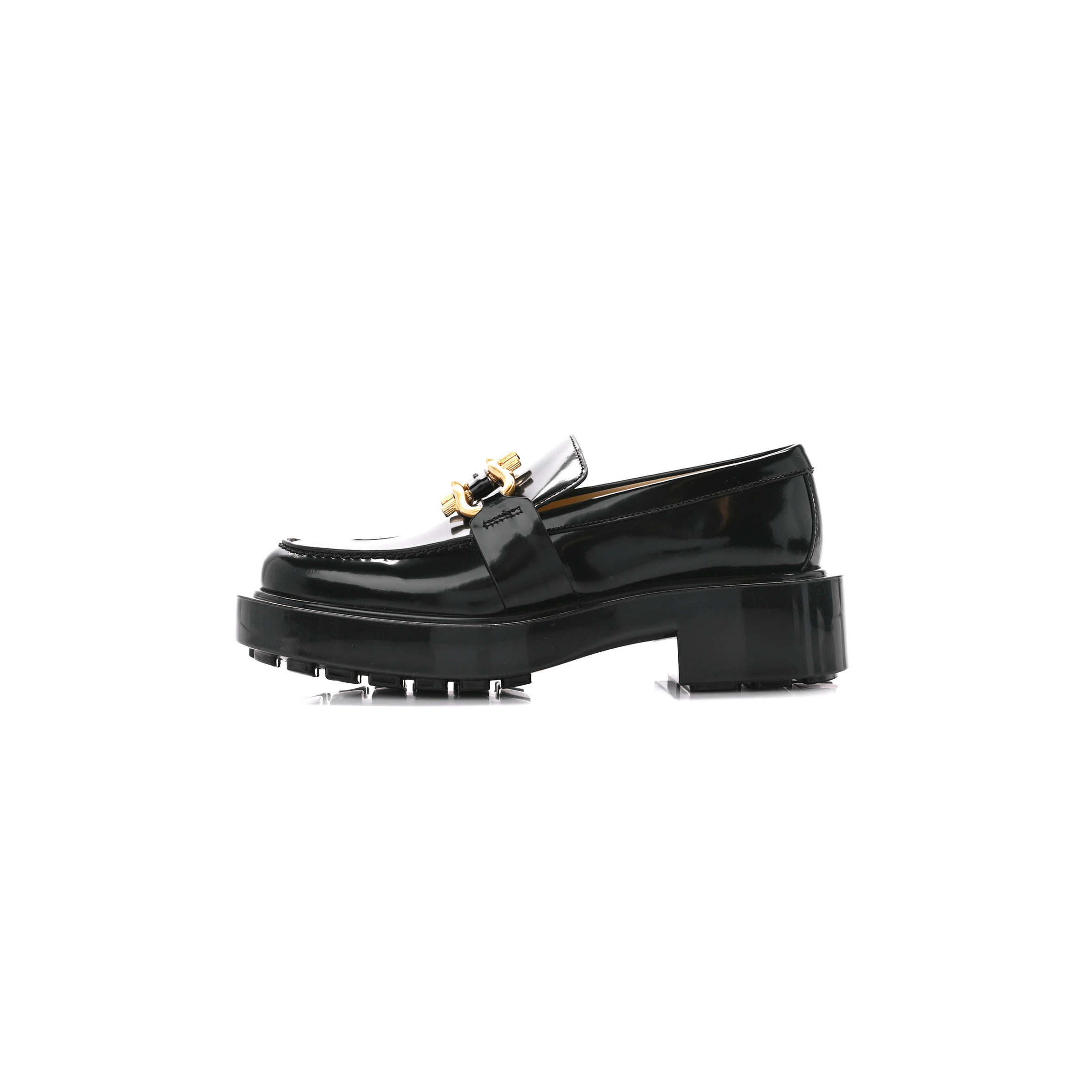 BOTTEGA VENETA GLOSSY CALFSKIN MONSIEUR LOAFERS 36 BLACK 