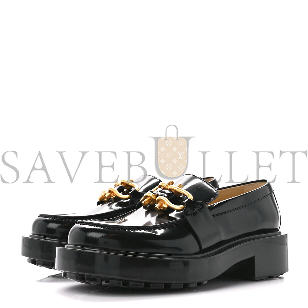 BOTTEGA VENETA GLOSSY CALFSKIN MONSIEUR LOAFERS 36 BLACK 