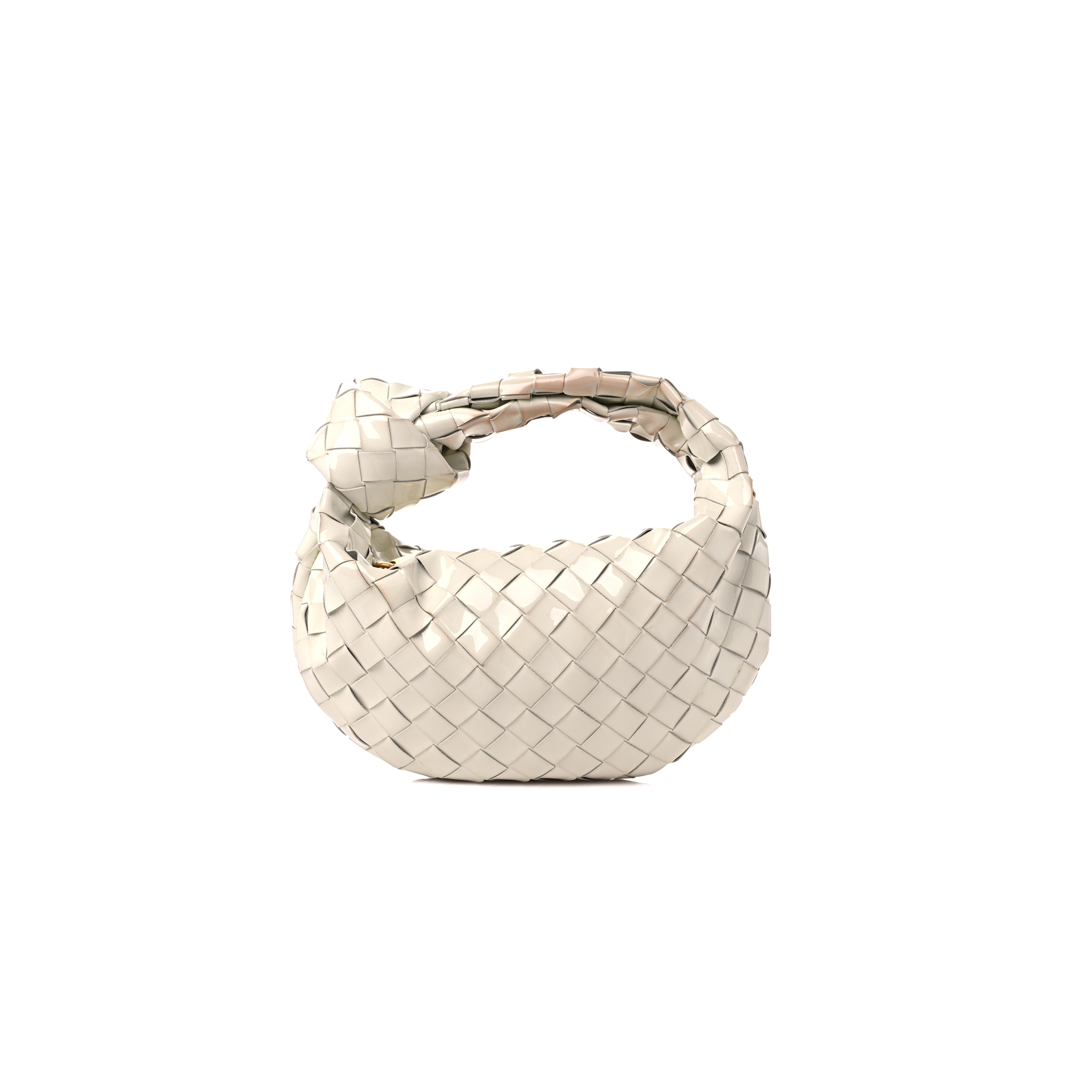 BOTTEGA VENETA PATENT NAPPA INTRECCIATO MINI JODIE WHITE  (24*12*8cm)