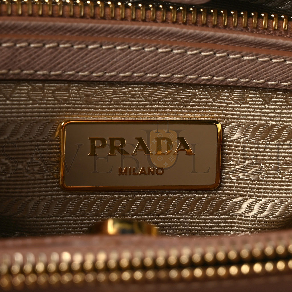 PRADA SAFFIANO MEDIUM GALLERIA DOUBLE ZIP TOTE CAMMEO (32*20*13cm)