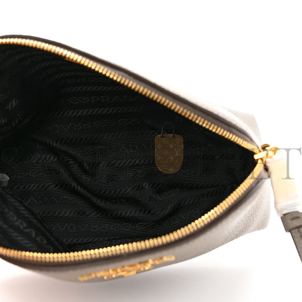 PRADA VITELLO DAINO COSMETIC POUCH ARGILLA (17*11*7cm)