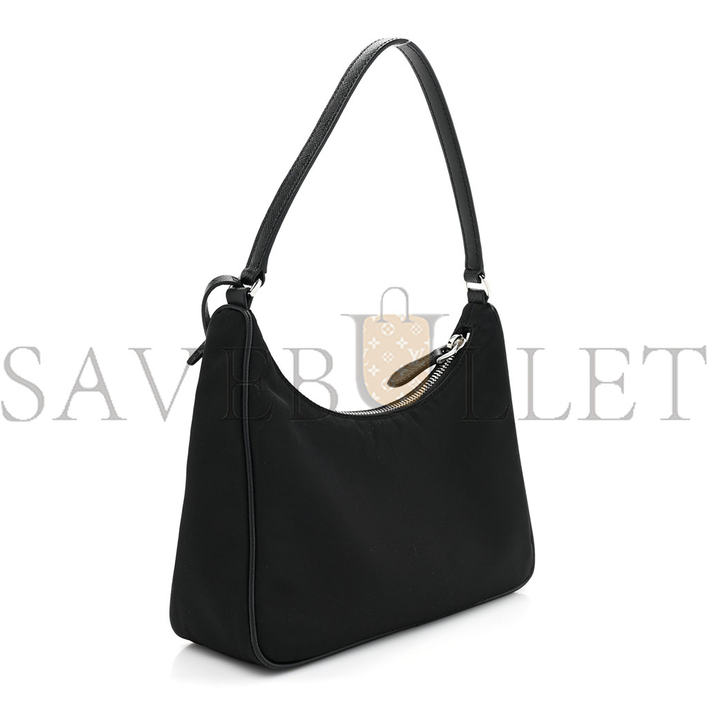 PRADA TESSUTO NYLON SAFFIANO MINI RE-EDITION 2005 BAG BLACK (23*14*8cm)