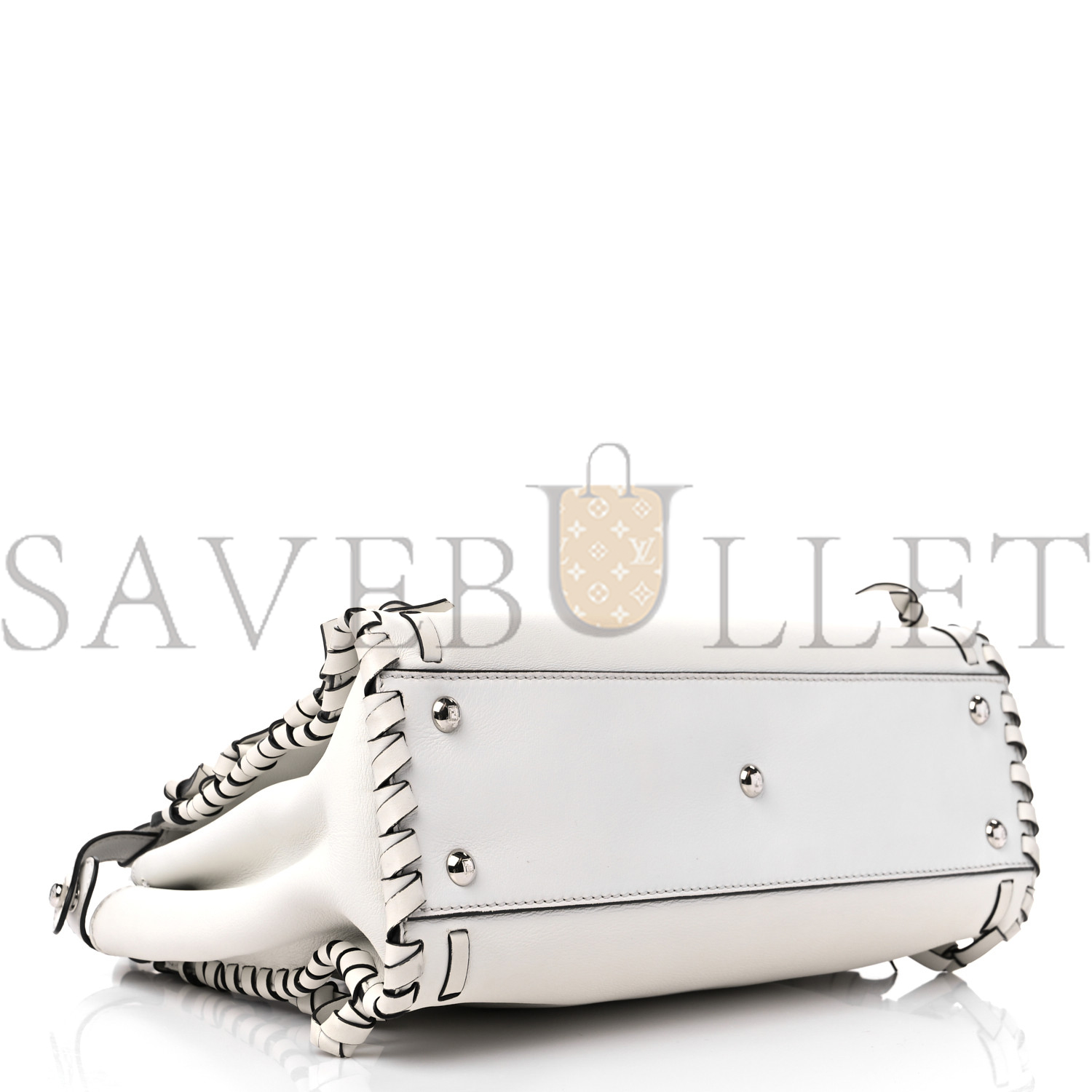 FENDI VITELLO SETA CENTURY NAPPA WHIPSTITCH MEDIUM PEEKABOO ICONIC SATCHEL WHITE (34*26*14cm)