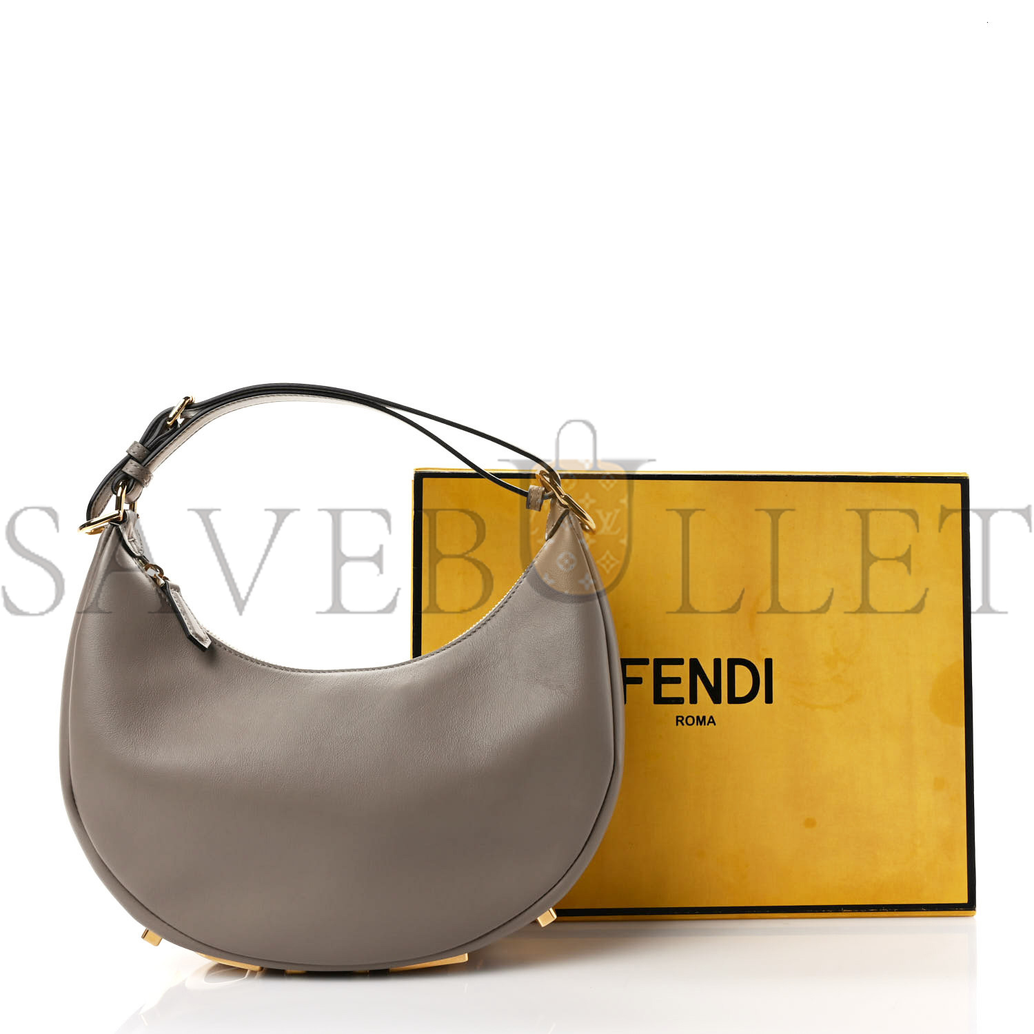 FENDI VITELLO GRACE MATTE SMALL FENDIGRAPHY HOBO BAG TORTORA (27*23*9cm)