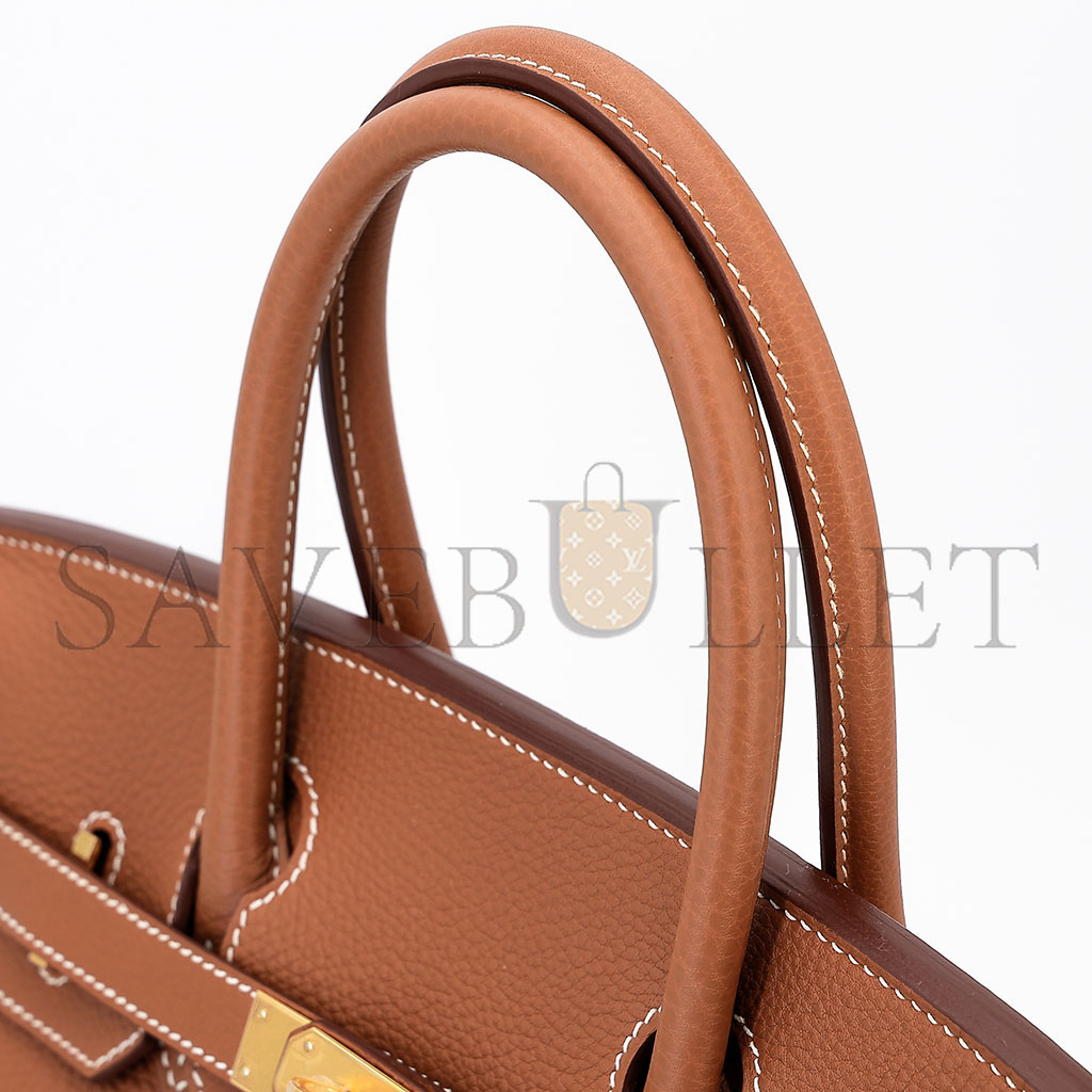 HERMÈS MASTER BIRKIN 30 TOGO LEATHER GOLDEN BROWN GOLD BUCKLE BAG 5375750663 (30*23*15cm)