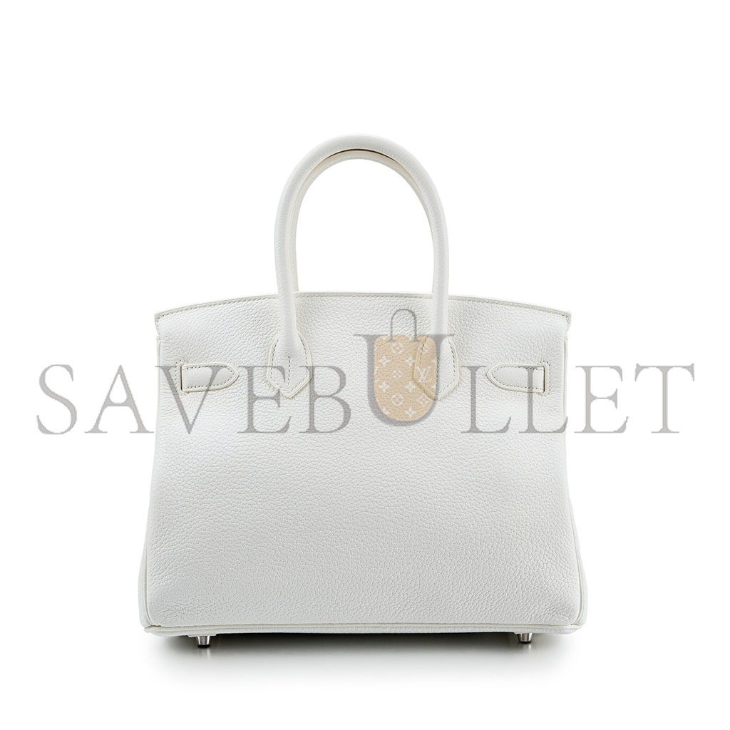 HERMES MASTER BIRKIN 30 TOGO LEATHER WHITE AND PEARL GREY LIZARD LEATHER HANDBAG 6566521503 (30*23*15cm)