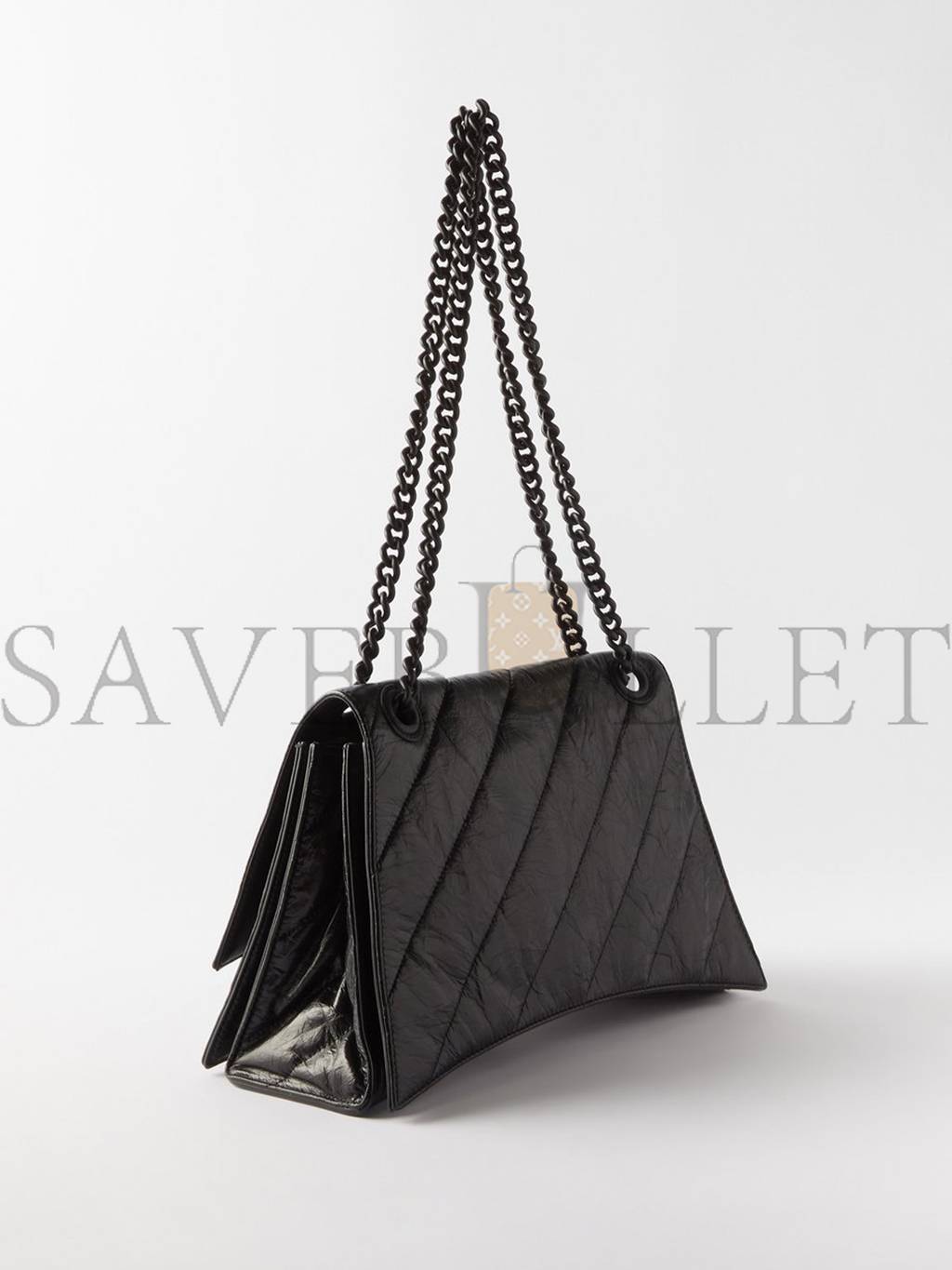 BALENCIAGA BLACK CRUSH M QUILTED CREASED LEATHER SHOULDER BAG  MATCHESFASHION US (30.9*20.3*11.4cm)