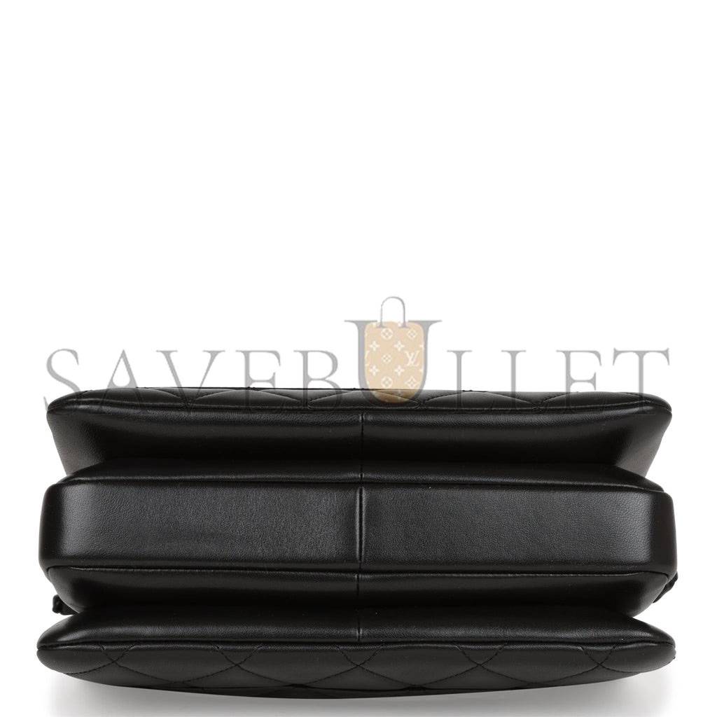 CHANEL LARGE TRENDY CC BAG SO BLACK LAMBSKIN BLACK HARDWARE (25*17*12cm)