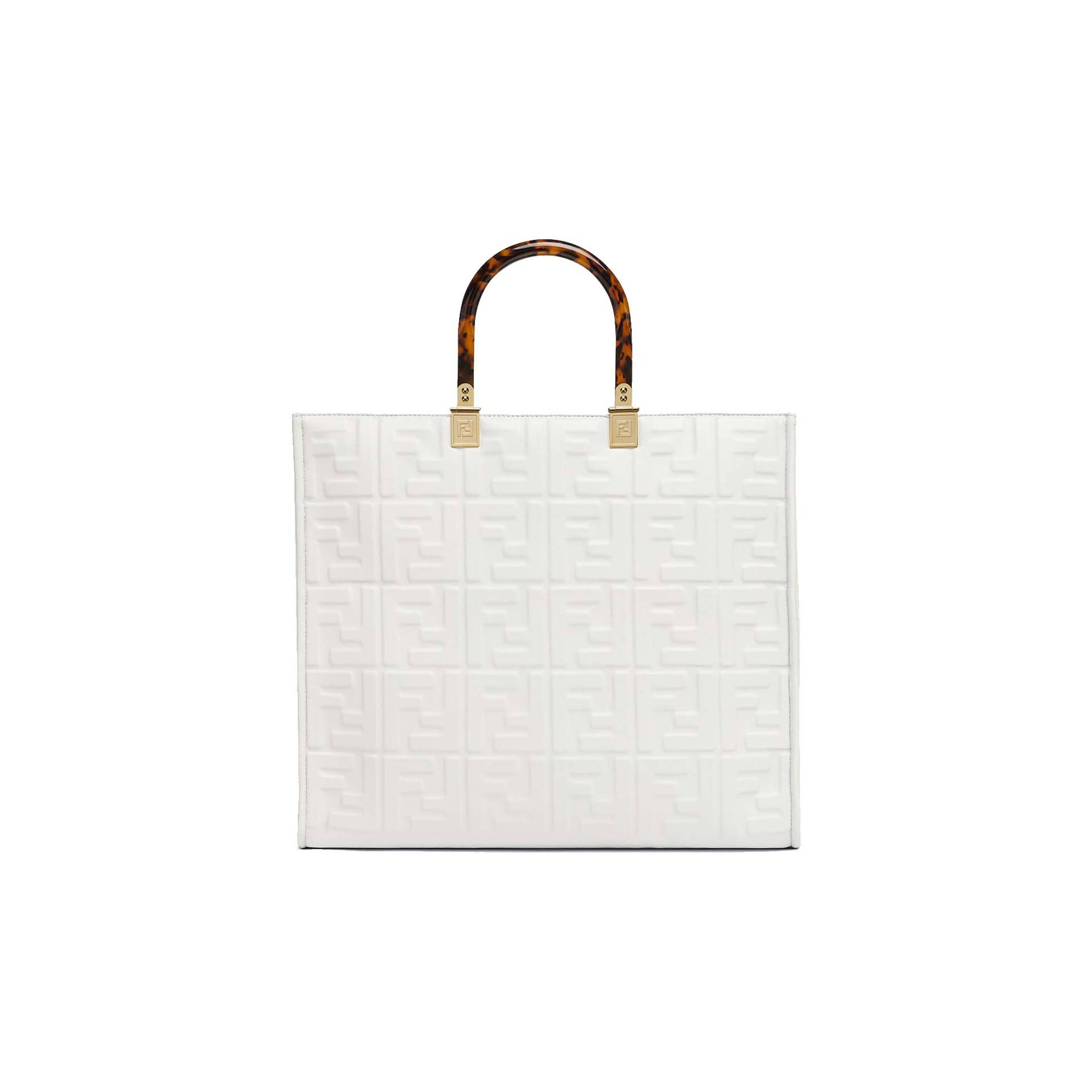 FENDI SUNSHINE MEDIUM - WHITE LEATHER SHOPPER 8BH386AMCVF0QVL (35*31*17cm)