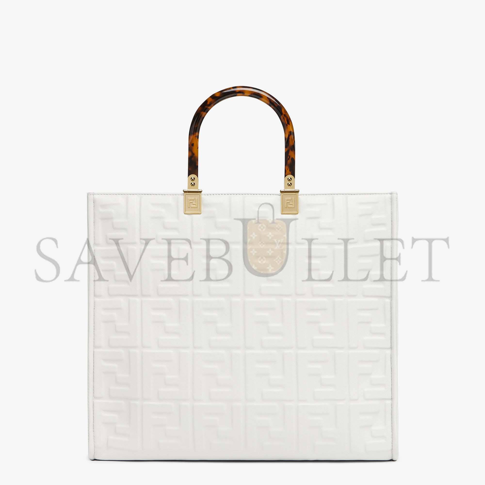 FENDI SUNSHINE MEDIUM - WHITE LEATHER SHOPPER 8BH386AMCVF0QVL (35*31*17cm)