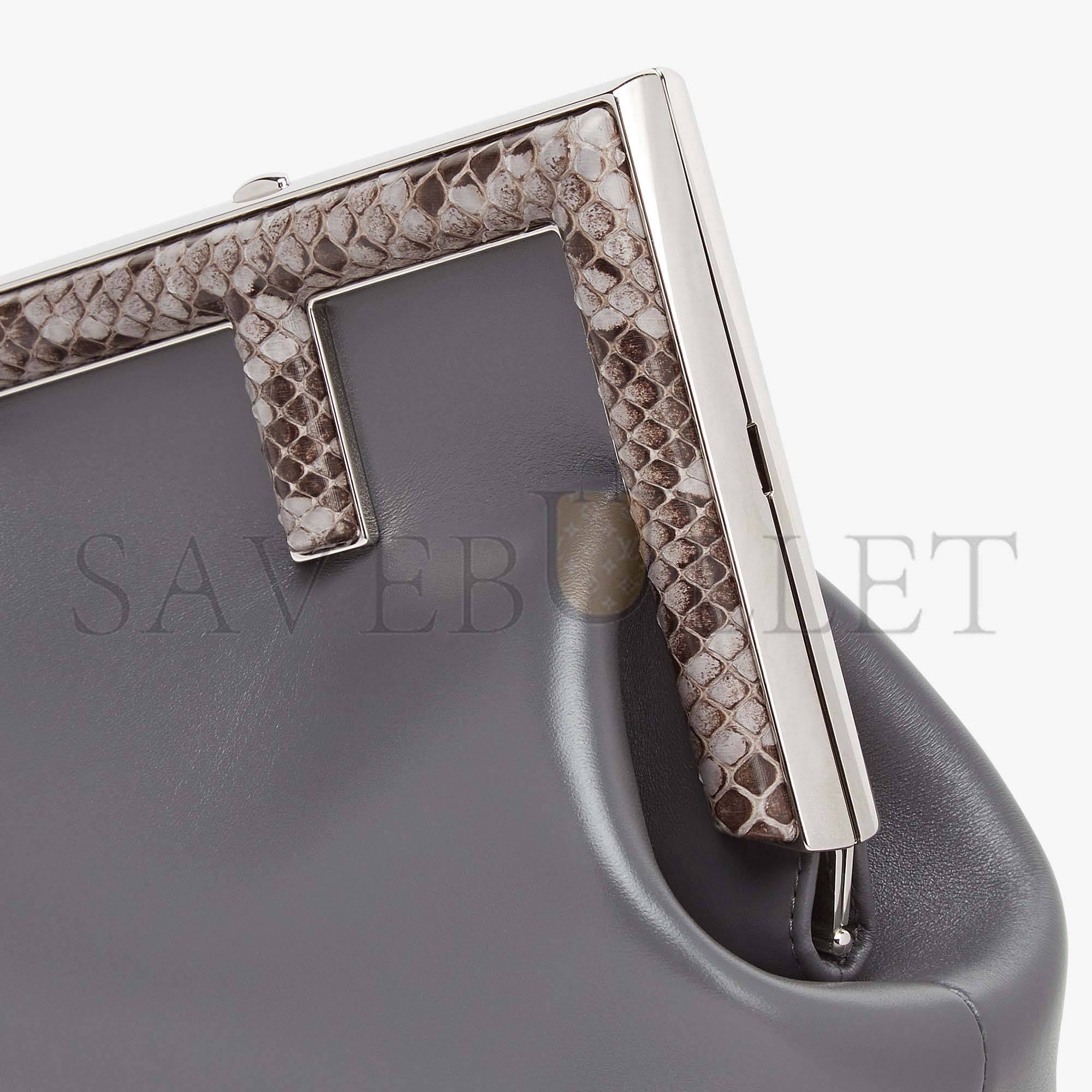 FENDI FIRST SMALL - PYTHON AND DARK GRAY LEATHER BAG 8BP129AGWRF1I00 (26*18*9.5cm) FENDI FIRST SMALL - PYTHON AND DARK GRAY LEATHER BAG 8BP129AGWRF1I00 (26*18*9.5cm)