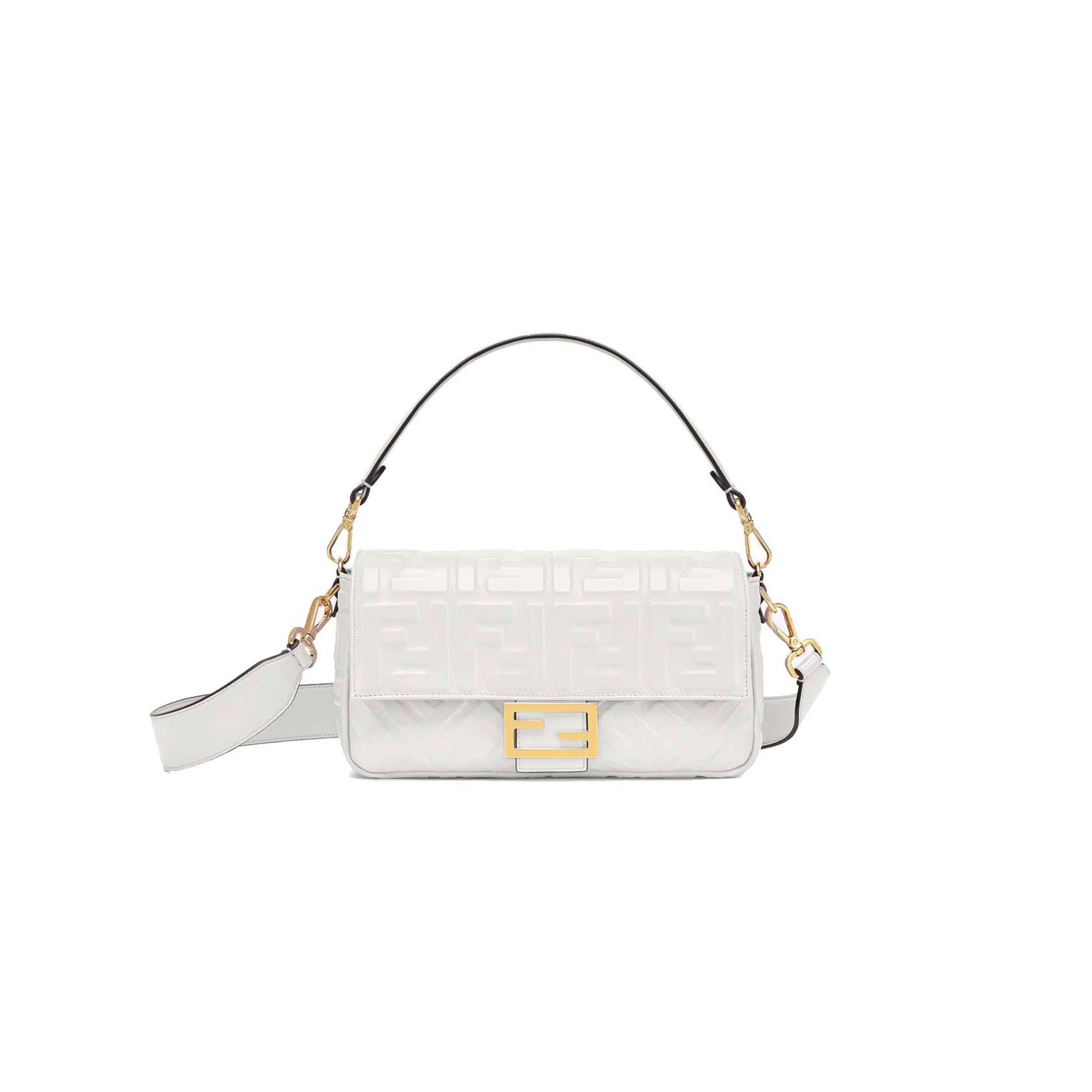 FENDI BAGUETTE - WHITE LEATHER BAG 8BR600A72VF15AO (27*15*6cm)