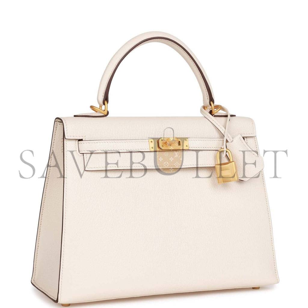 HERMES SPECIAL ORDER (HSS) KELLY SELLIER 25 NATA VERSO EPSOM BRUSHED GOLD HARDWARE HANDMADE (25*17*7cm)