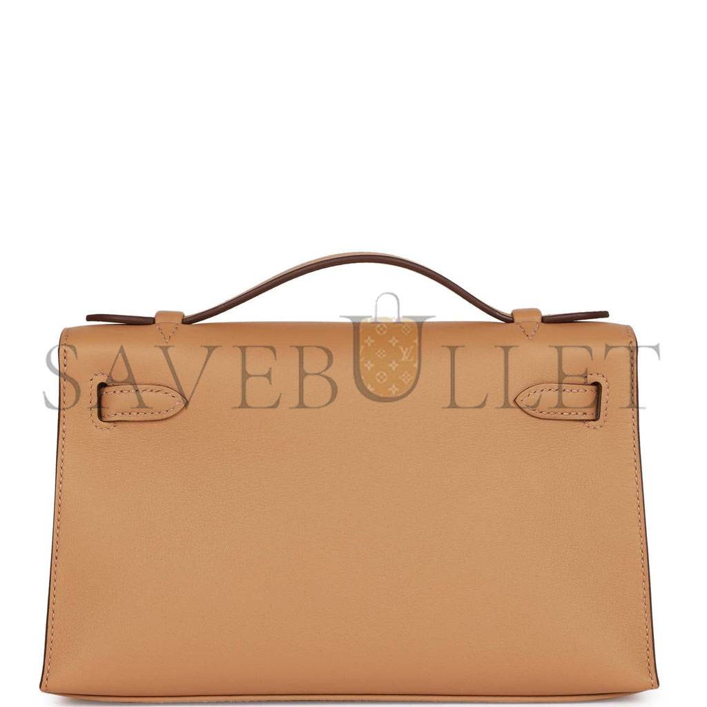 HERMES KELLY POCHETTE BISCUIT SWIFT GOLD HARDWARE  (22*12*13cm)