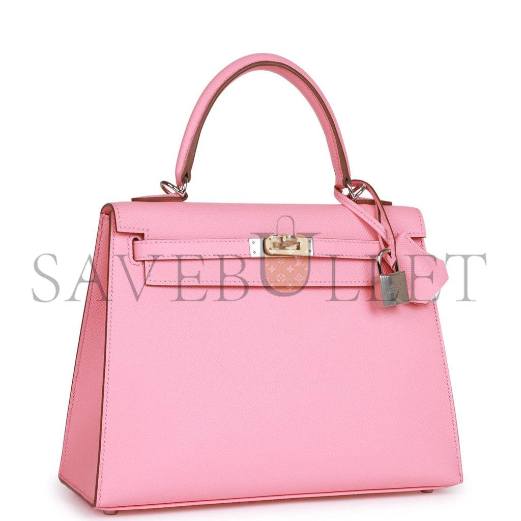 HERMES KELLY SELLIER 25 ROSE CONFETTI EPSOM PALLADIUM HARDWARE  (25*17*7cm)