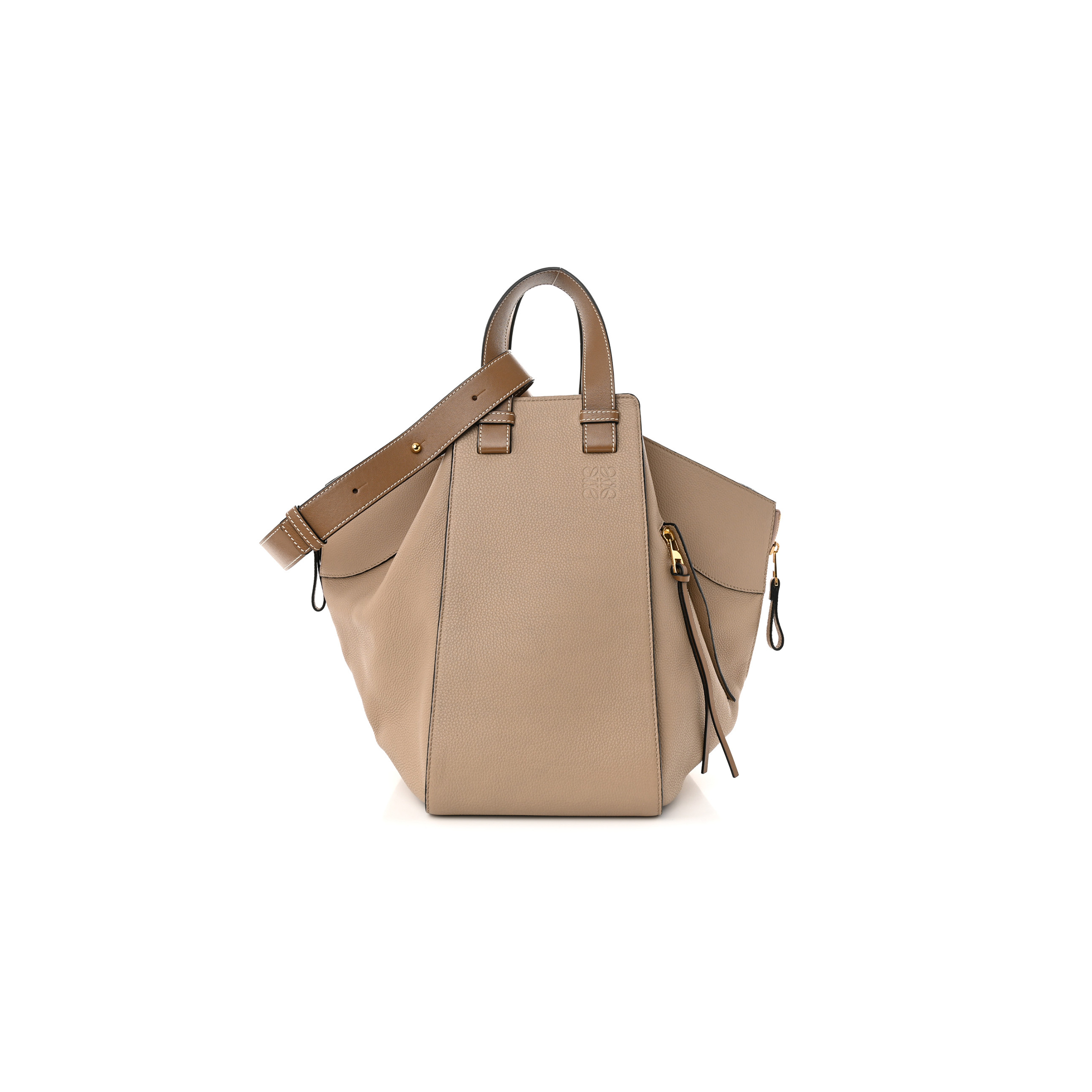 LOEWE CALFSKIN MEDIUM HAMMOCK SHOULDER BAG SAND MINK (32*30*17cm)