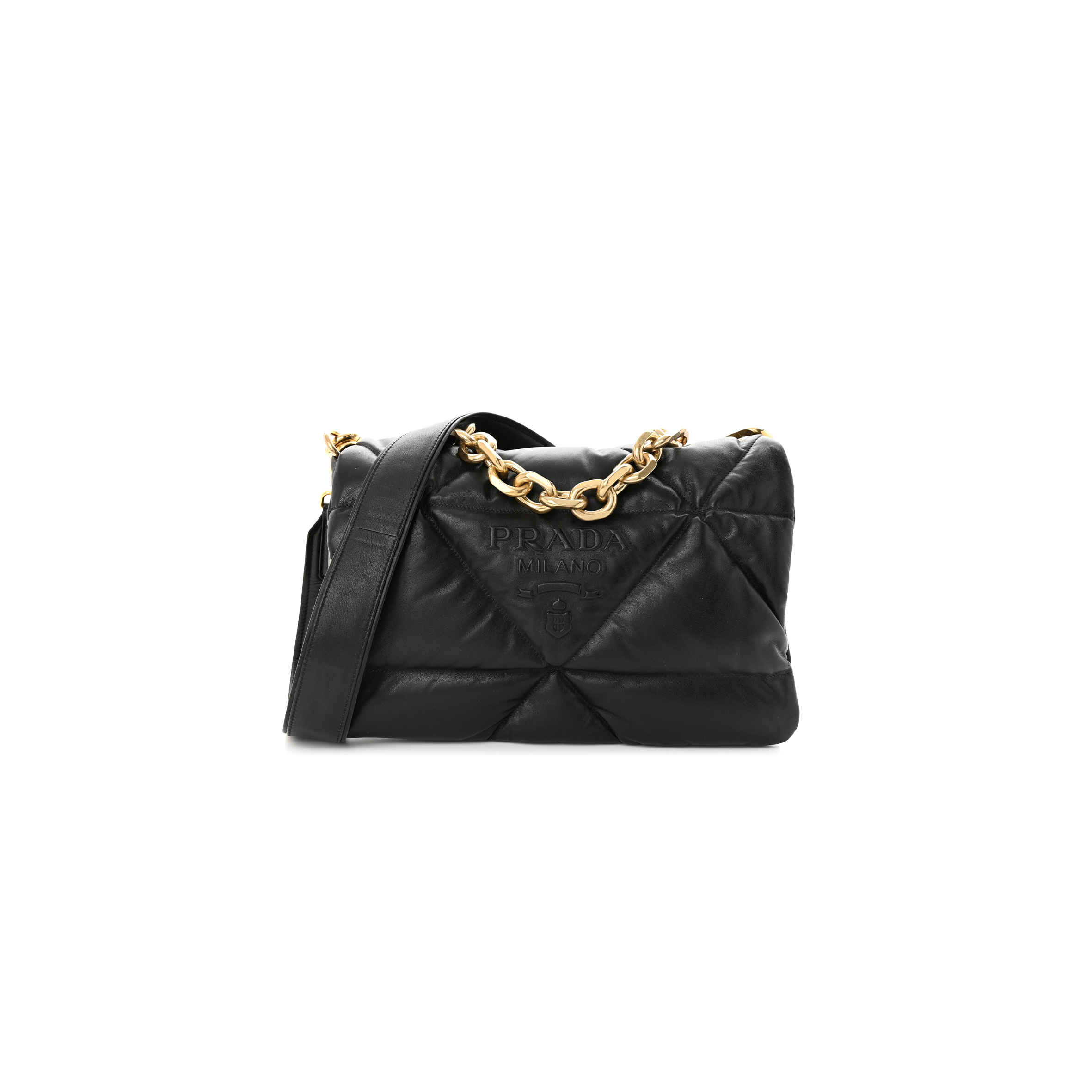 PRADA NAPPA PADDED SYSTEM PATCHWORK BAG BLACK (31*20*8cm)