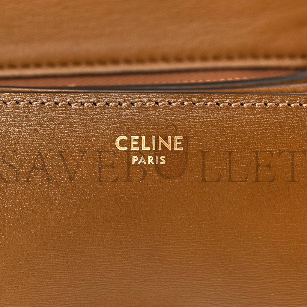 CELINE SMOOTH CALFSKIN SMALL CLASSIC BOX FLAP BAG CAMEL (17*14*6cm)