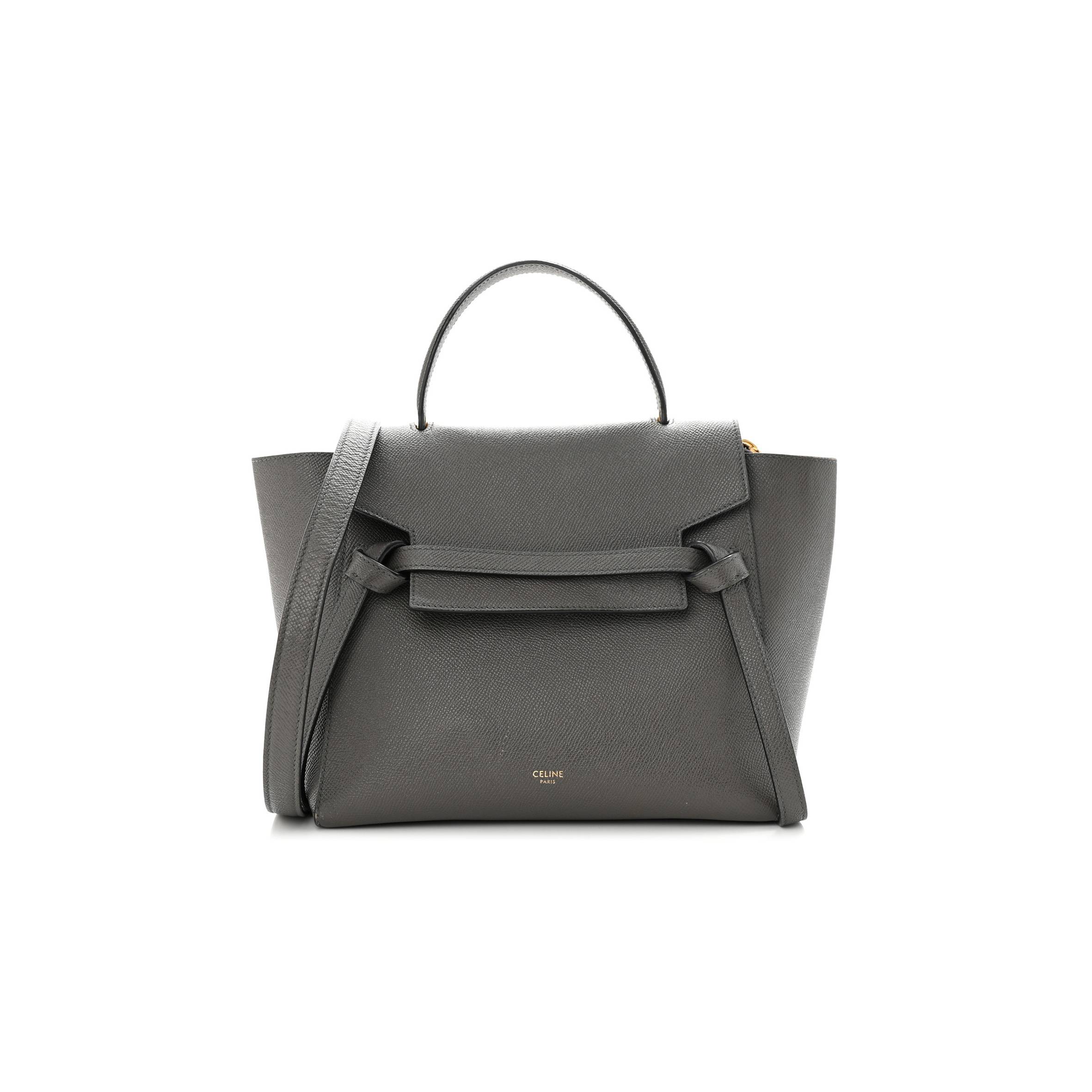 CELINE BABY GRAINED CALFSKIN MICRO BELT BAG GREY (23*22*14cm)