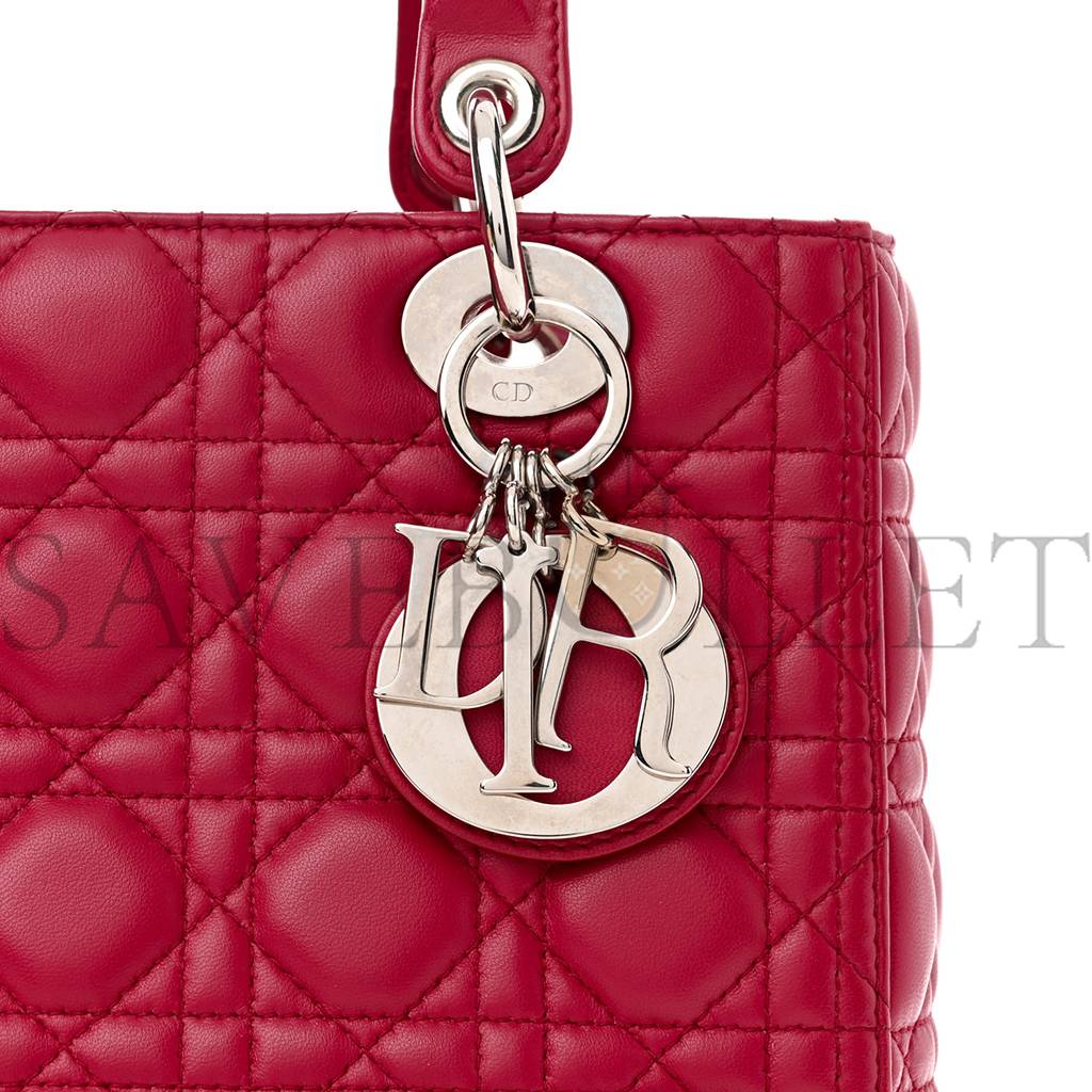 DIOR LAMBSKIN CANNAGE MEDIUM LADY DIOR FUCHSIA (23*20*12.1cm)