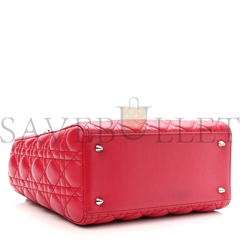 DIOR LAMBSKIN CANNAGE MEDIUM LADY DIOR RED (23*20*12.1cm)