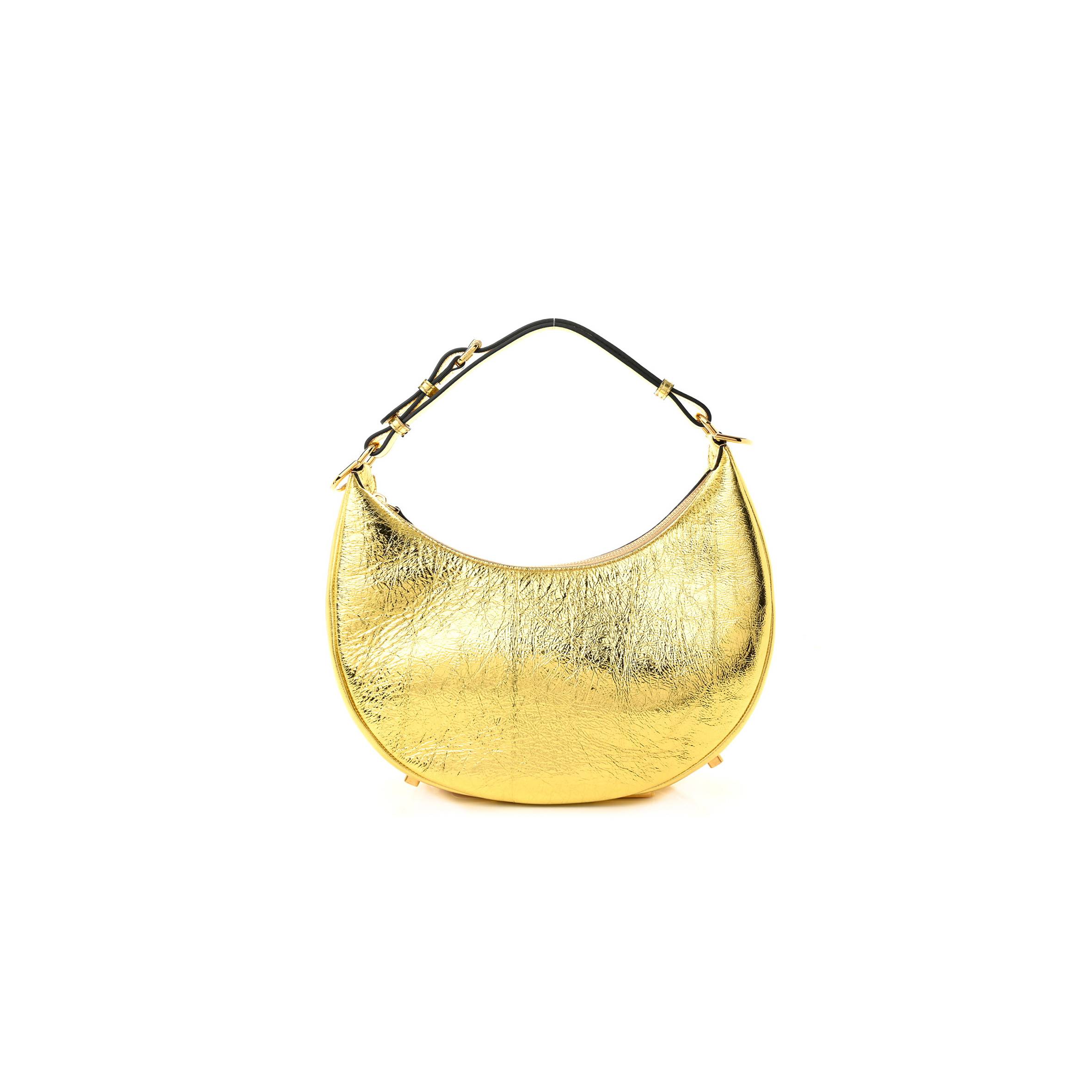 FENDI LAMINATED CRAQUELE LAMBSKIN SMALL FENDIGRAPHY HOBO GOLD (27*23*10cm) FENDI LAMINATED CRAQUELE LAMBSKIN SMALL FENDIGRAPHY HOBO GOLD (27*23*10cm)