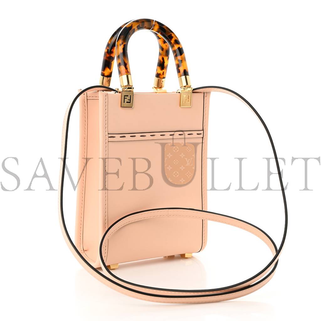 FENDI VITELLO KING PLEXIGLASS MINI FENDI SUNSHINE SHOPPER TOTE POUDRE (18*14*6cm)